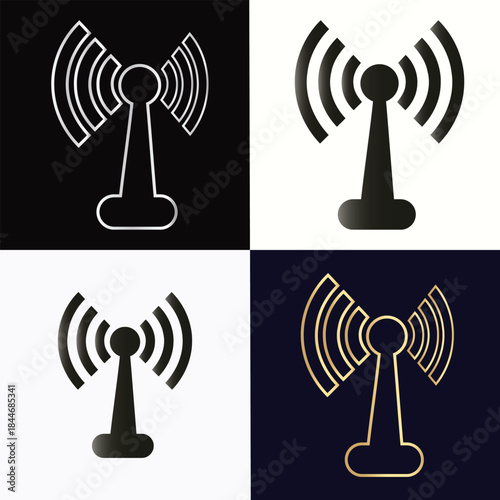 Antenna Signal Icons in Multiple Metallic Finishes antenna icon broadcast icon