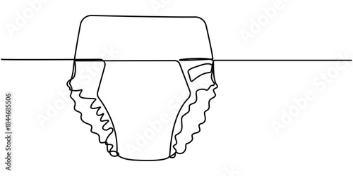 continuous line drawing. Line art, drawing baby diapers. Vector illustration on white background. 