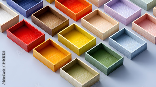 Colorful empty rectangular boxes grid