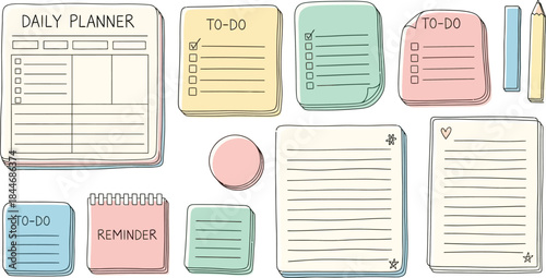 Pastel colored daily planner stickers and inserts