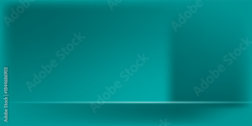 3D empty blue turquoise studio room background with spotlight on stage background. Display your product or artwork luxury style. Vector illustration