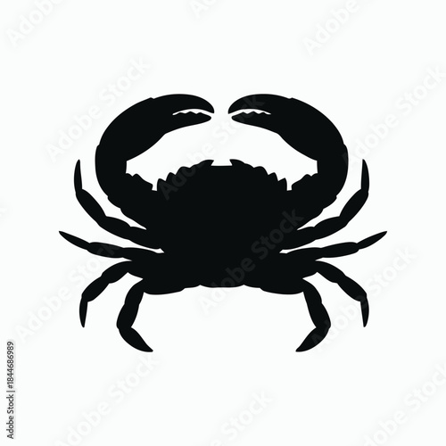 Silhouette of a crab with claws raised on a white background crustacean seafood