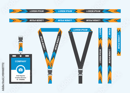 Sport Lanyard and ID Card Template with Modern Geometric Pattern