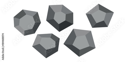 Cartoon stones. Rock stone isometric set. Boulders, natural building block shapes, wall stones. 3d flat isolated illustration. Vector collection.