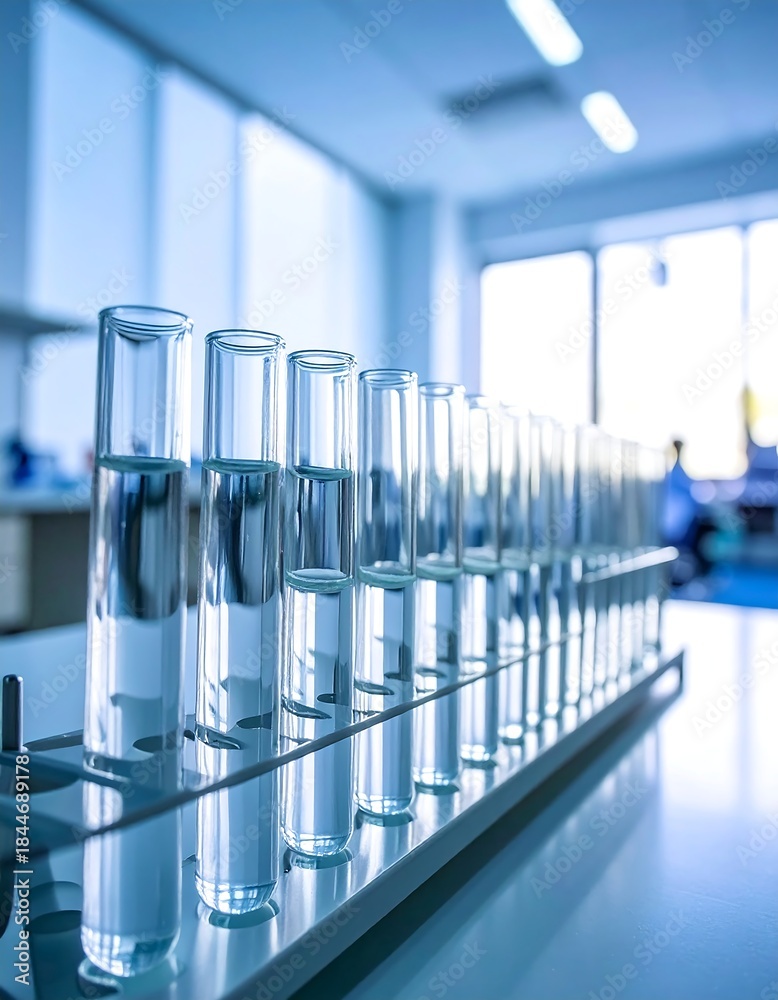 custom made wallpaper toronto digitalTransparent glass vials in a rack, laboratory scene