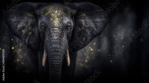 Majestic elephant portrait in mystical forest