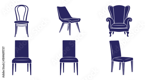 A collection of various chair silhouettes showcasing different furniture designs