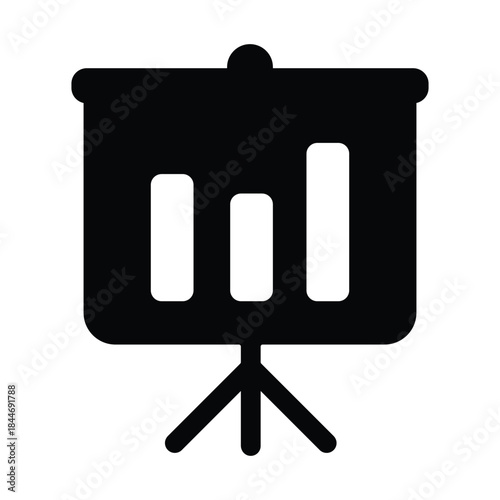 Business Growing Chart Presentation. Board icon vector, solid illustration, pictogram isolated on white. Flip chart with growing graph, diagram, Report screen.