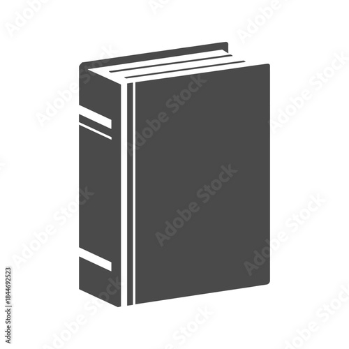 A simple illustration of a closed book with white pages