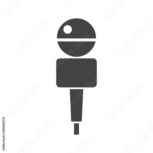 Simple dark grey icon of person with microphone