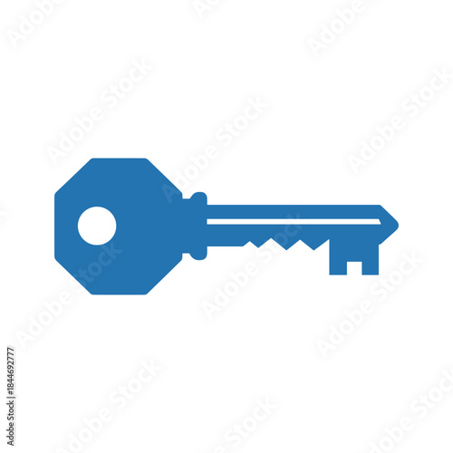 Blue key icon on white background