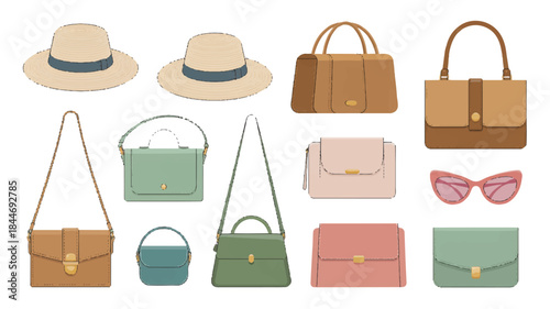 Collection of ladies handbags and hats