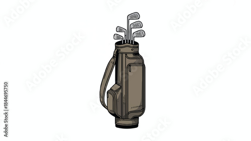 Golf bag with clubs isolated