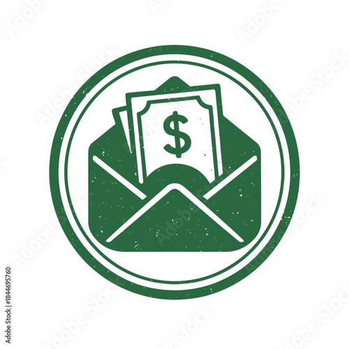 money in an envelope icon logo seal vector on white background
Vector stamp icon
