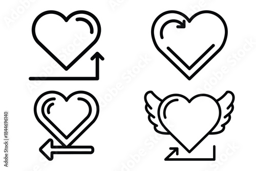 cupid heart reload outline icon set for graphic designs. Icons vector design