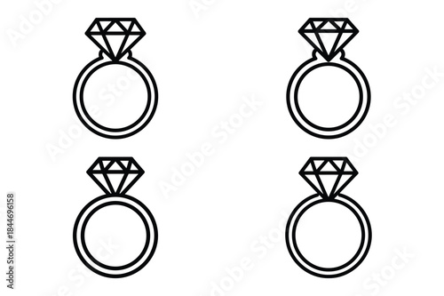 diamond engagement ring outline icon set for graphic designs. Icons vector design