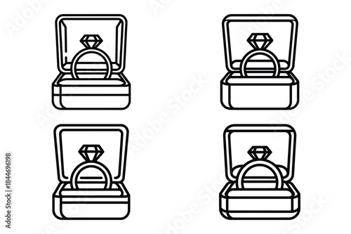 engagement ring box outline icon set for graphic designs. Icons vector design