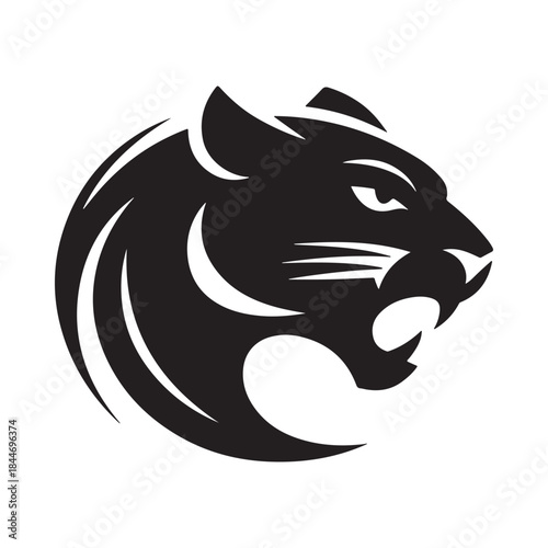A striking black panther head illustration features a dynamic design with swirling lines showcasing a fierce expression and powerful feline features