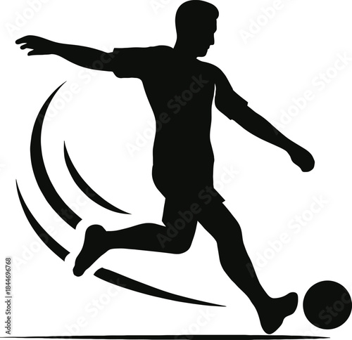 Dynamic Soccer Player Silhouette in Action Sports Illustration