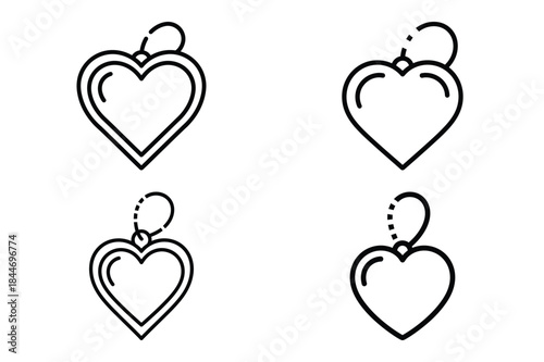 heart keychain outline icon set for graphic designs. Icons vector design