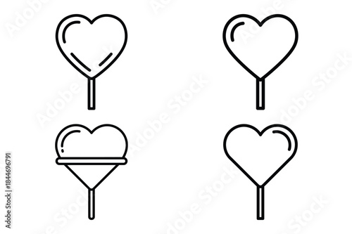 heart lollipop outline icon set for graphic designs. Icons vector design