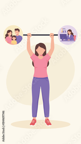 Woman balancing work and family responsibilities, illustrating work-life balance