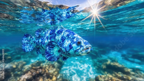 Vibrant fish, underwater coral reef