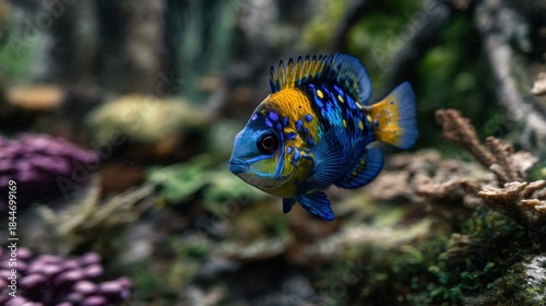 Vibrant tropical fish in coral reef environment