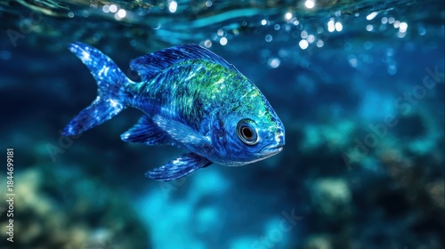 Vibrant underwater fish, coral reef