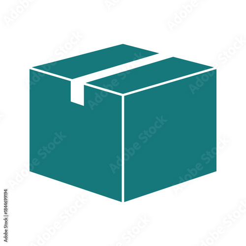 Simple teal box with white ribbon on white background