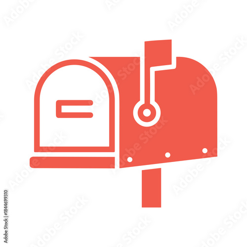 Red mailbox icon with open door
