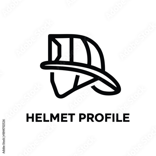 Firefighter Helmet Profile Logo: Minimalist Black Line Art Illustration for Fire Department Branding and First Responder Identity