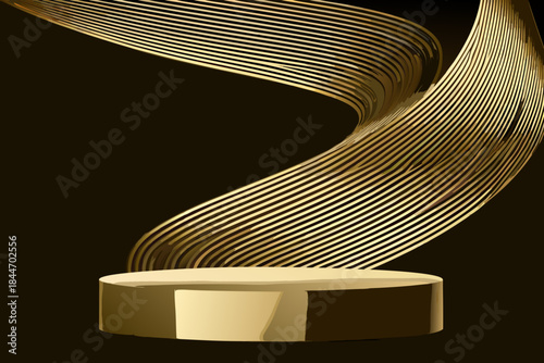 Golden ribbon swirl and pedestal an elegant award presentation design