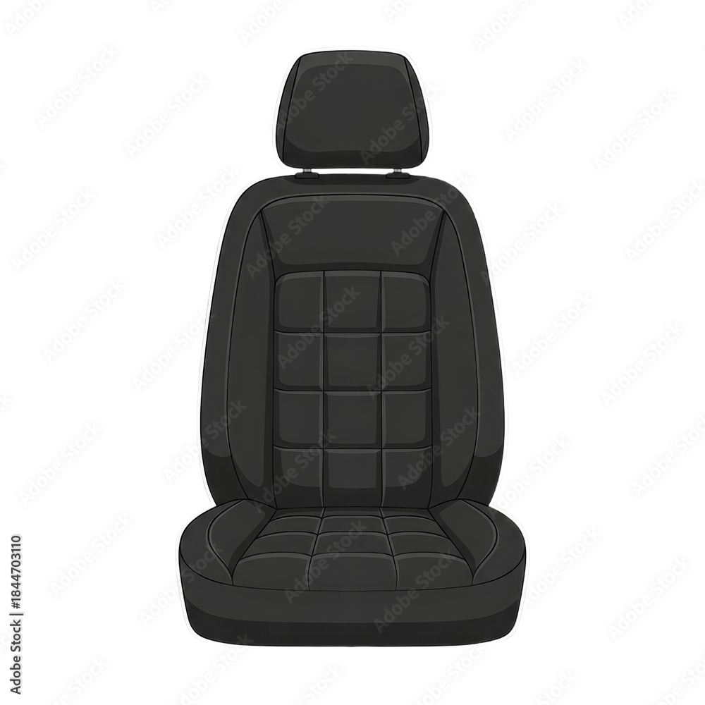 Fototapeta premium A sleek black car seat featuring a quilted design, emphasizing comfort and modern style.