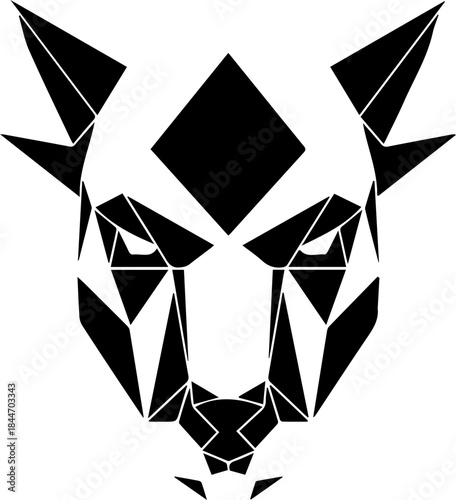 Dynamic geometric wolf head emblem symbolizing power, instinct, and fierce protection for modern brands and logos
