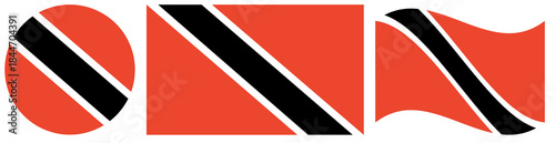 Free Download Trinidad and Tobago flags collection. Round flag of Trinidad and Tobago in circle shape. Waving flag of Trinidad and Tobago isolated. - GFXLoad