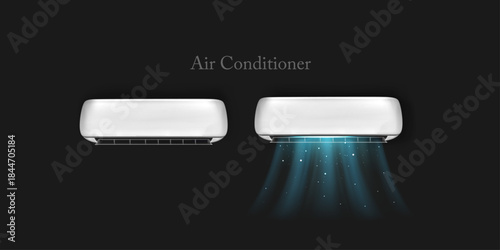 Beautiful air conditioner vector design with air floating outside