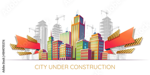 City under construction theme for working people and illustrations for notes