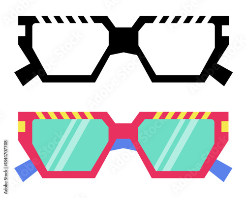 Bold, colorful glasses provide a fun and quirky touch, perfect for adding personality and style, enhancing vision with a modern aesthetic, and expressing individuality