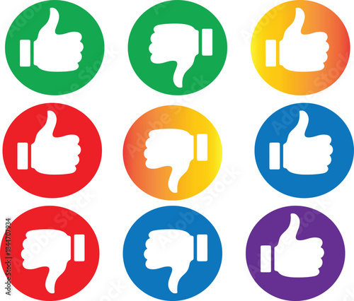 Thumbs Up and Thumbs Down Feedback Icons on Transparent Background