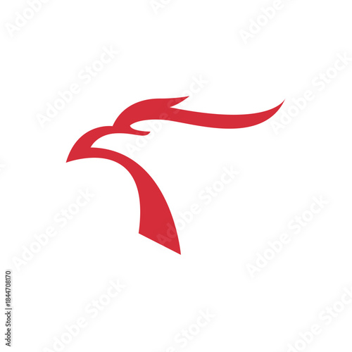 Free Download A stylized red phoenix bird head illustration on a white background, representing power and rebirth - GFXLoad