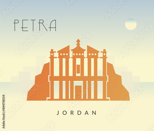 Petra also called the "Rose City" - Stock Illustration