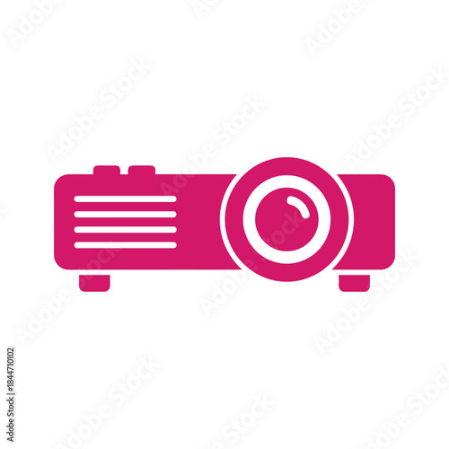 Pink projector icon on white background