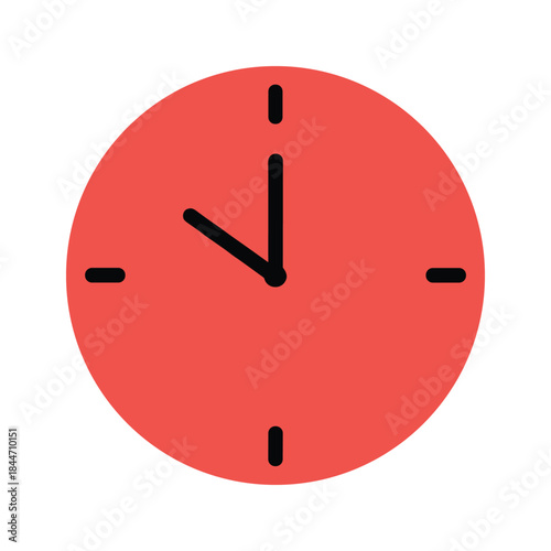 Simple red clock face showing time