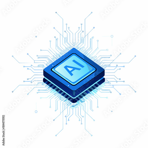 Artificial intelligence circuit board a futuristic digital technology concept