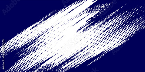 Dots halftone white and blue color pattern gradient grunge texture background. Dots pop art comics sport style vector illustration modern grunge dark blue