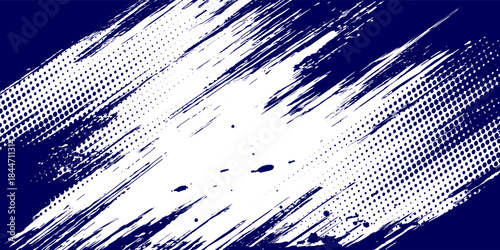 Dots halftone white and blue color pattern gradient grunge texture background. Dots pop art comics sport style vector illustration modern grunge dark blue