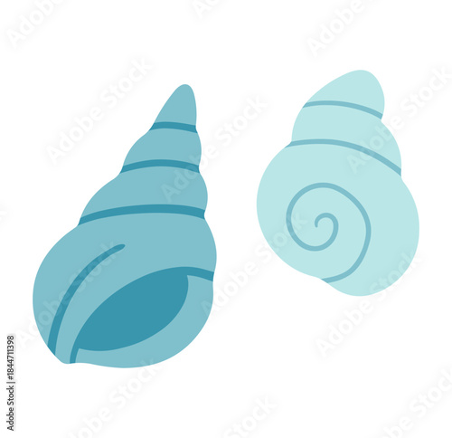 Two charming sea shells evoke beach vibes and summer memories, perfect for coastal decor designs or ocean-themed projects, adding a touch of nautical elegance to any creative work