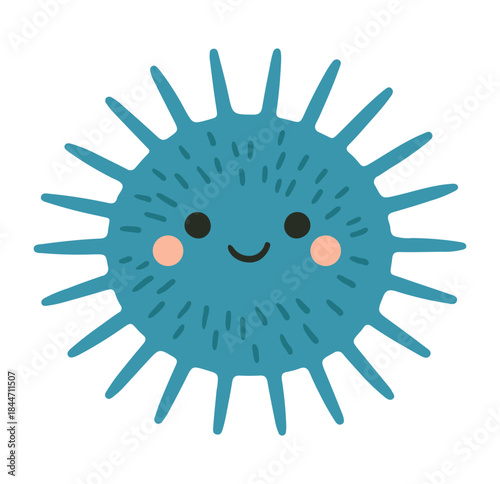 Cute spiky cartoon character with a cheerful smile, ideal for children's books and educational resources, radiating happiness and playful charm, originally a scalable vector graphic