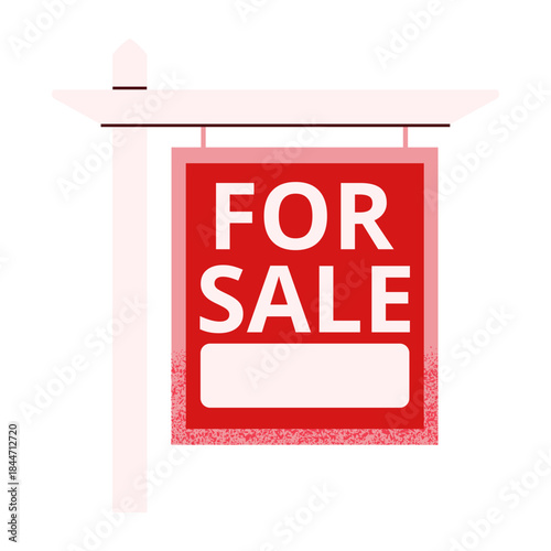 Find your dream home now with this eye-catching red and white for sale sign, perfect for advertising real estate opportunities and attracting potential buyers, real estate icon